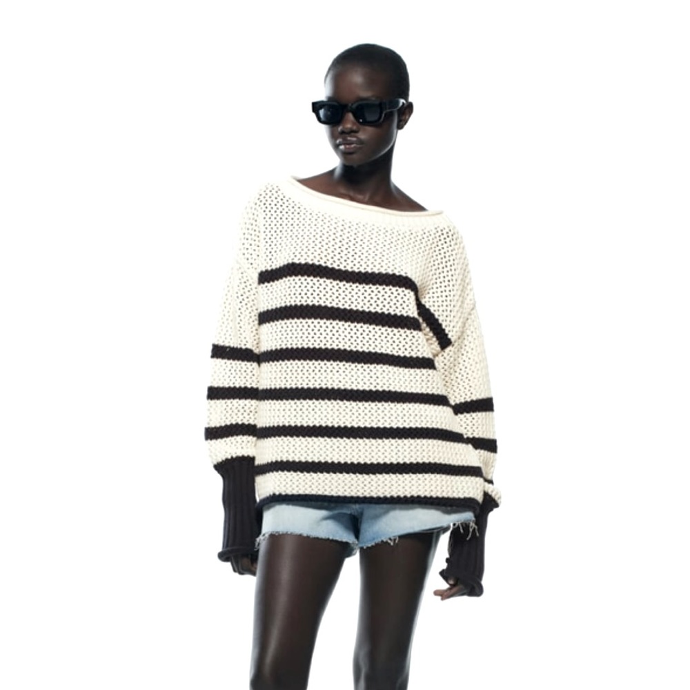 Zara oversized stripe knit sweater